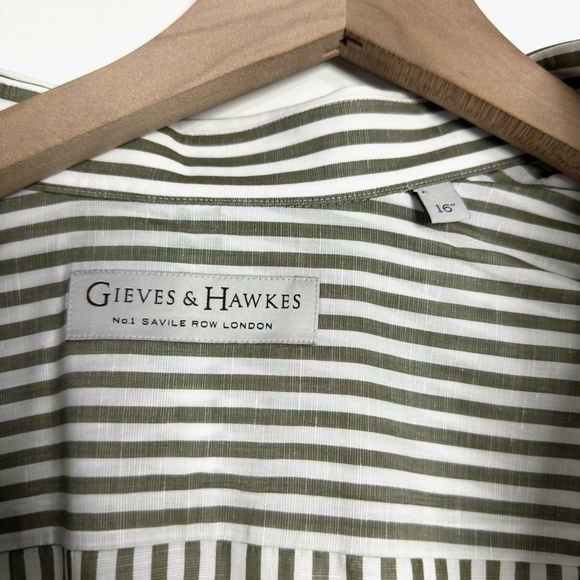 GIEVES & HAWKES Cotton Linen Striped Shirt - Picture 7 of 8